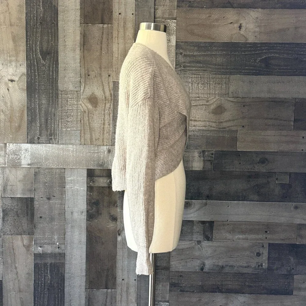 Lulu's cream wrap crop top sweater xsmall festival boho chic granola earth girl